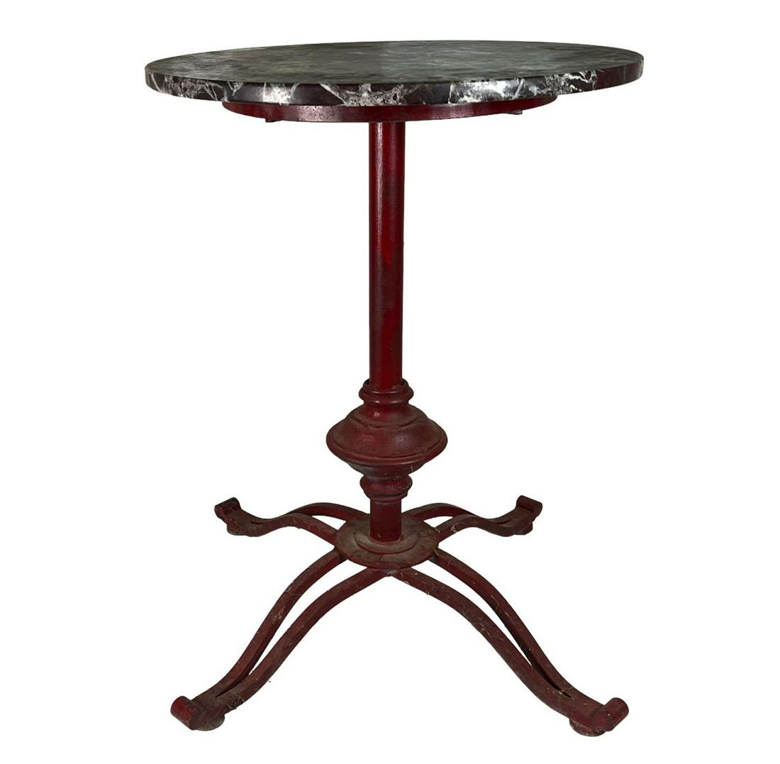 ROUND IRON BASE MARBLE TOP TABLE (1 of 3)