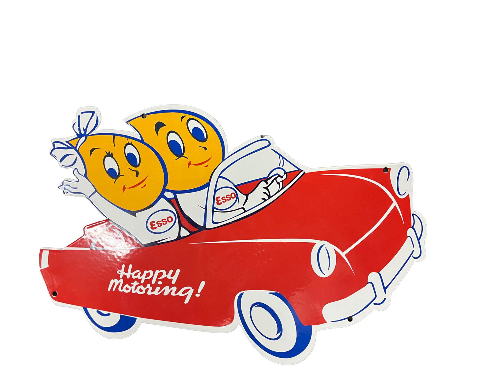 ESSO HAPPY MOTORING ENAMELED SIGN (1 of 2)