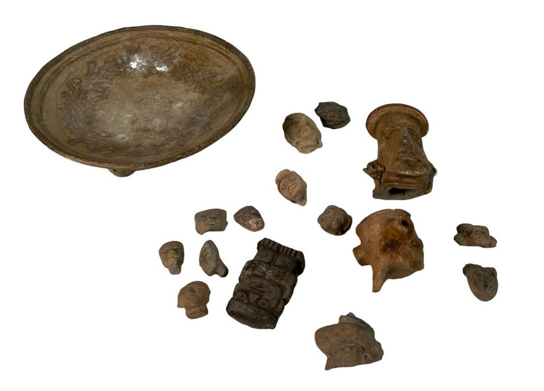 PRE COLUMBIAN BOWL WITH MISC FRAGMENTS (1 of 3)