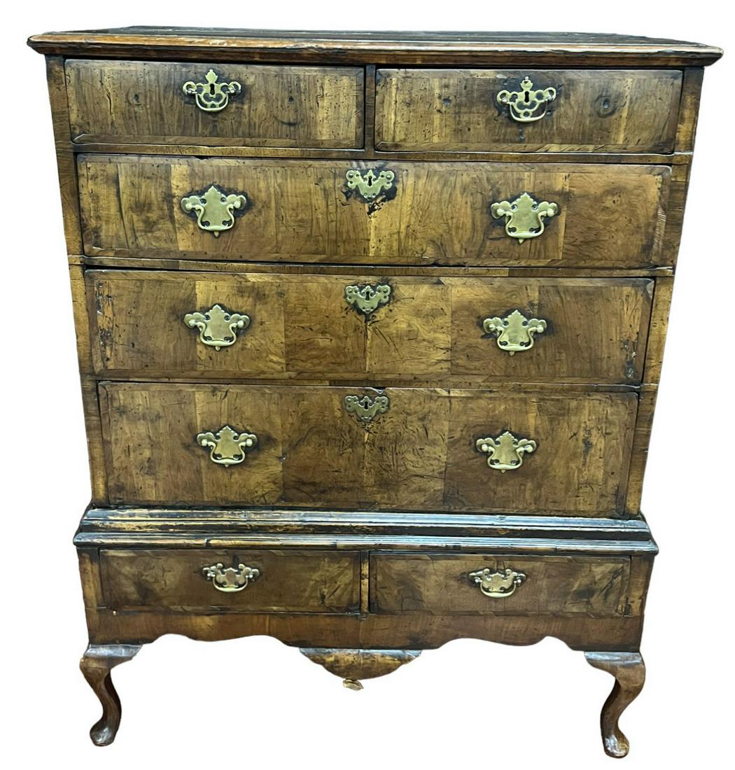 CIRCA 1700's CHEST ON QUEEN ANN BASE (1 of 5)