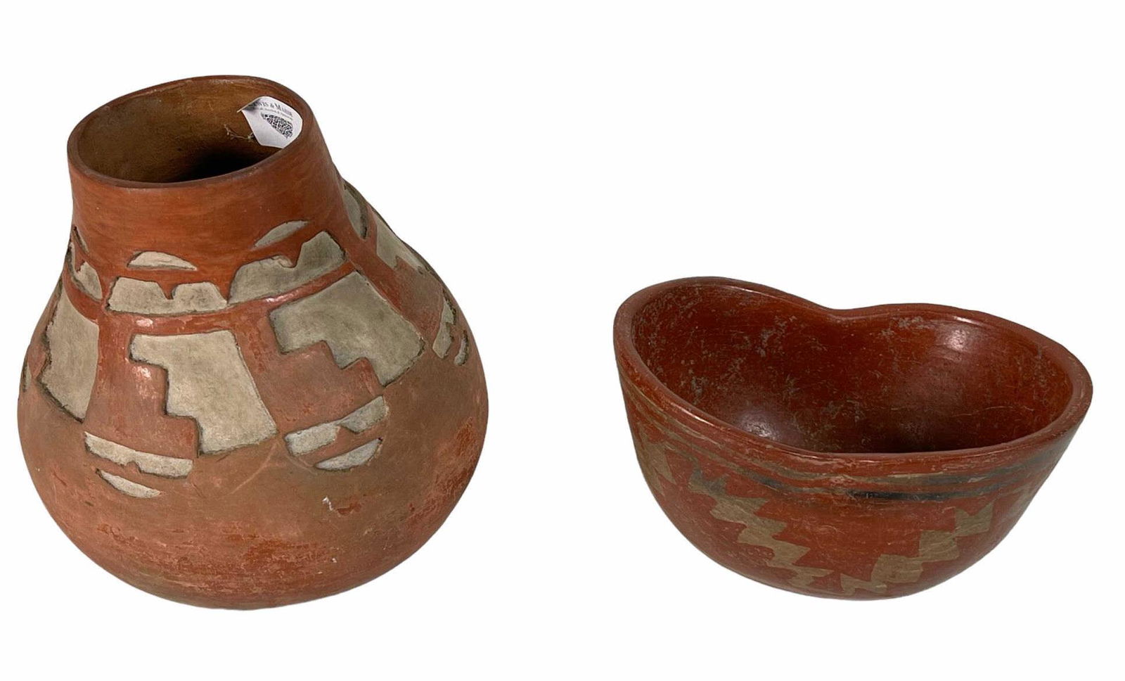 NATIVE AMERICAN BOWL AND VASE: NATIVE AMERICAN BOWL AND VASE. Height: 7.25 in. by Width: 7 in. by Depth: 7 in.