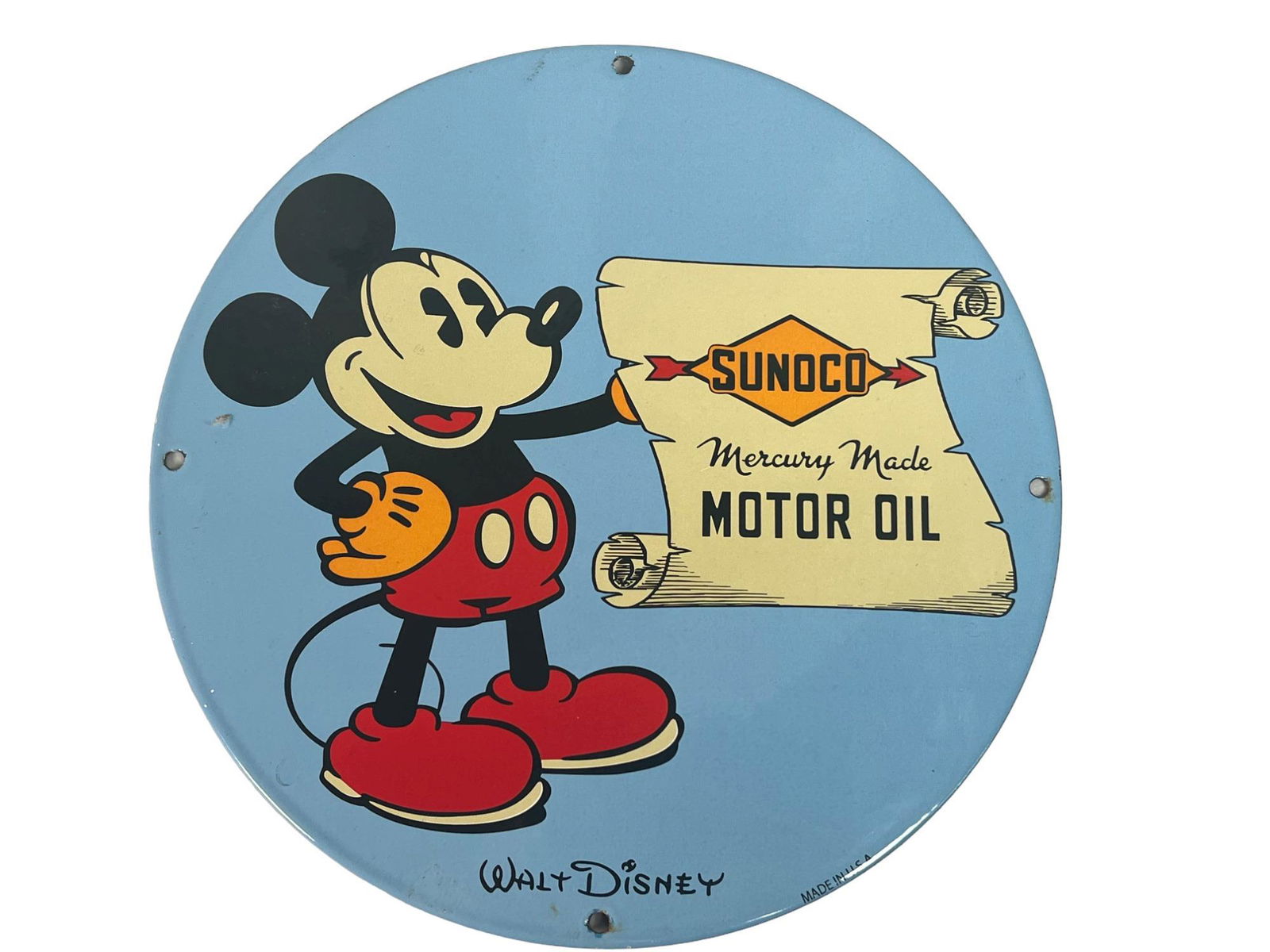 MICKEY MOUSE SUNOCO ENAMELED SIGN (1 of 1)