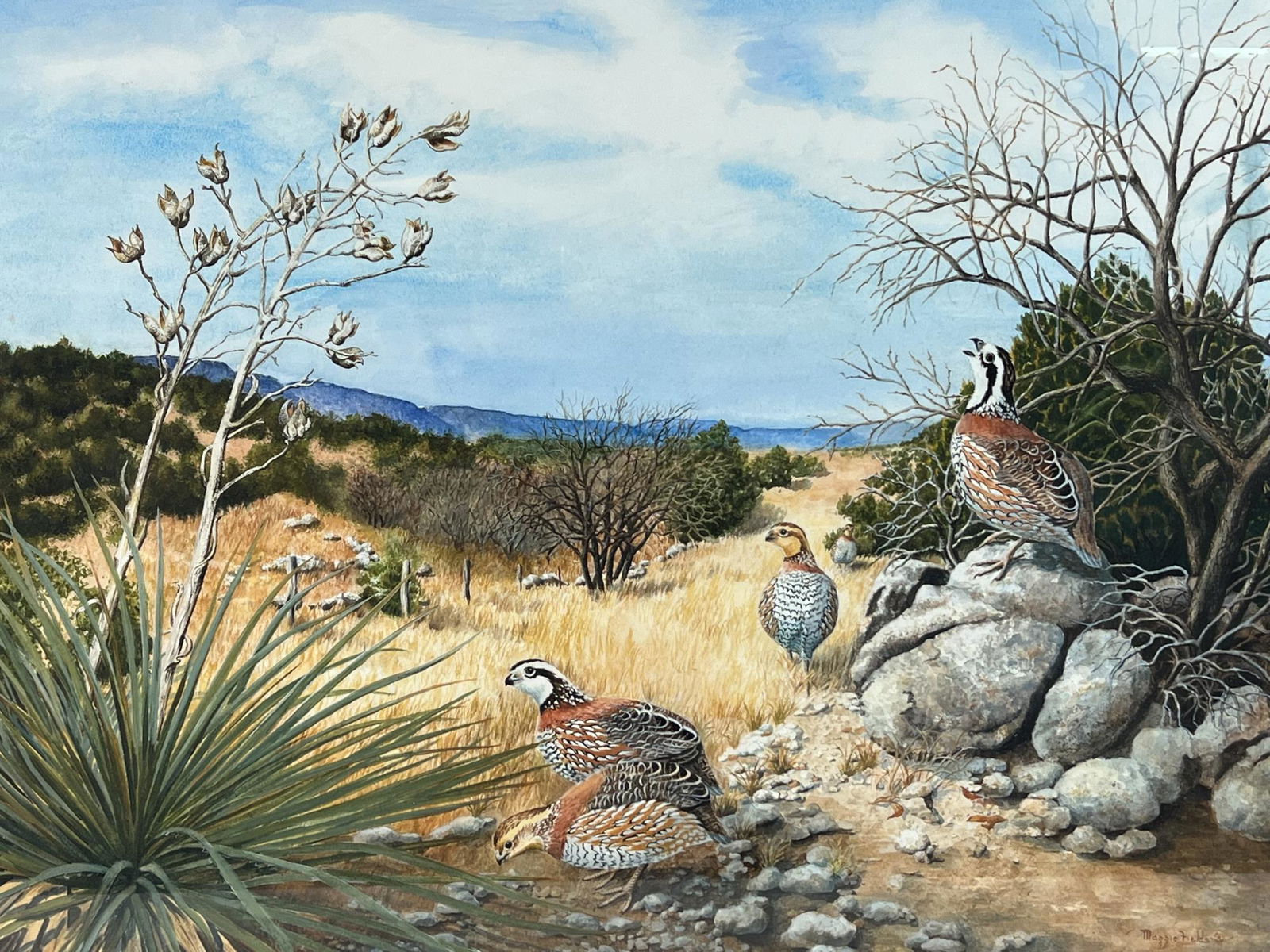 MAGGIE FIELDS QUAILS LANDSCAPE PAINTING (1 of 4)