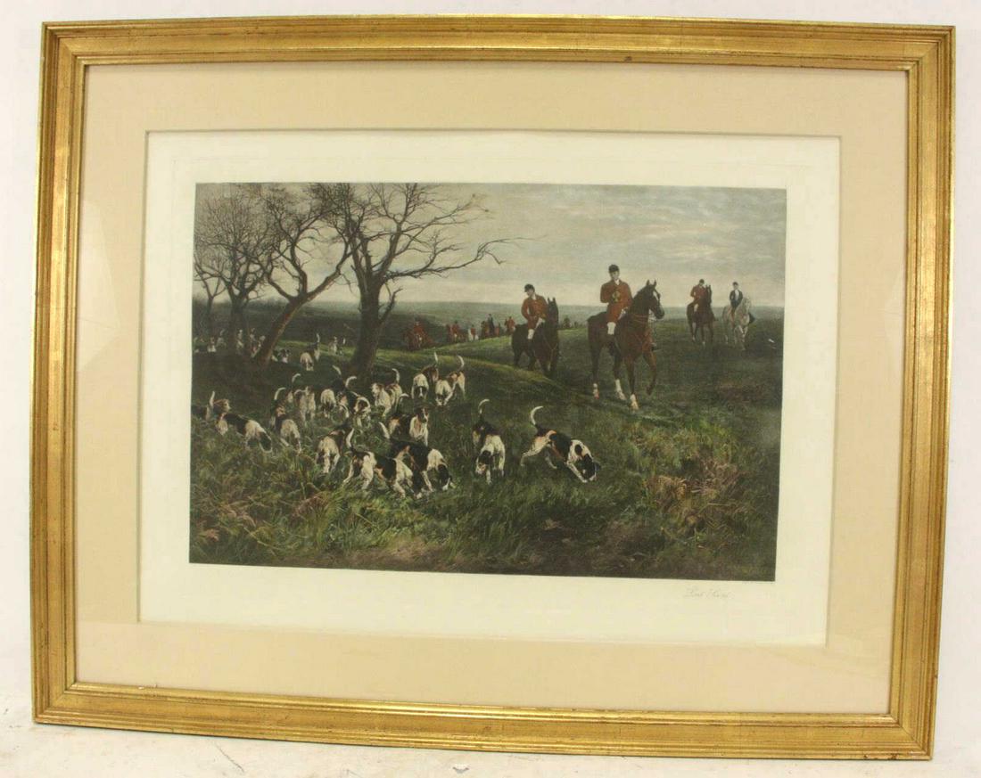 FRAMED ENGLISH "LOST SCENT" ENGRAVING (1 of 3)