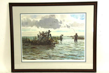 JOHN COWAN PRINT FISHING EDITION #647/800 SIGNED: JOHN COWAN PRINT FISHING EDITION #647/800 SIGNED Height: 30 in. by Width: 36