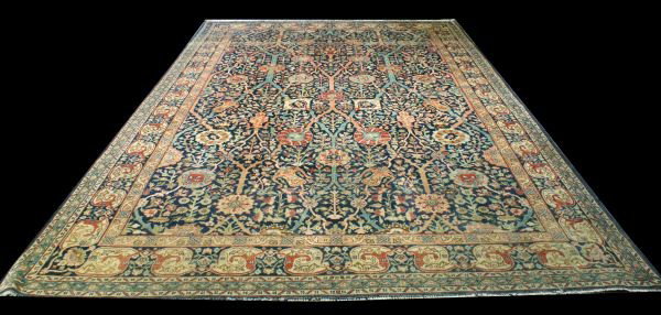 HAND KNOTTED IRANIAN TABRIZ RUG: HAND KNOTTED IRANIAN TABRIZ RUG. in. by Width: 13' 4" in. by Depth: 8' 8"