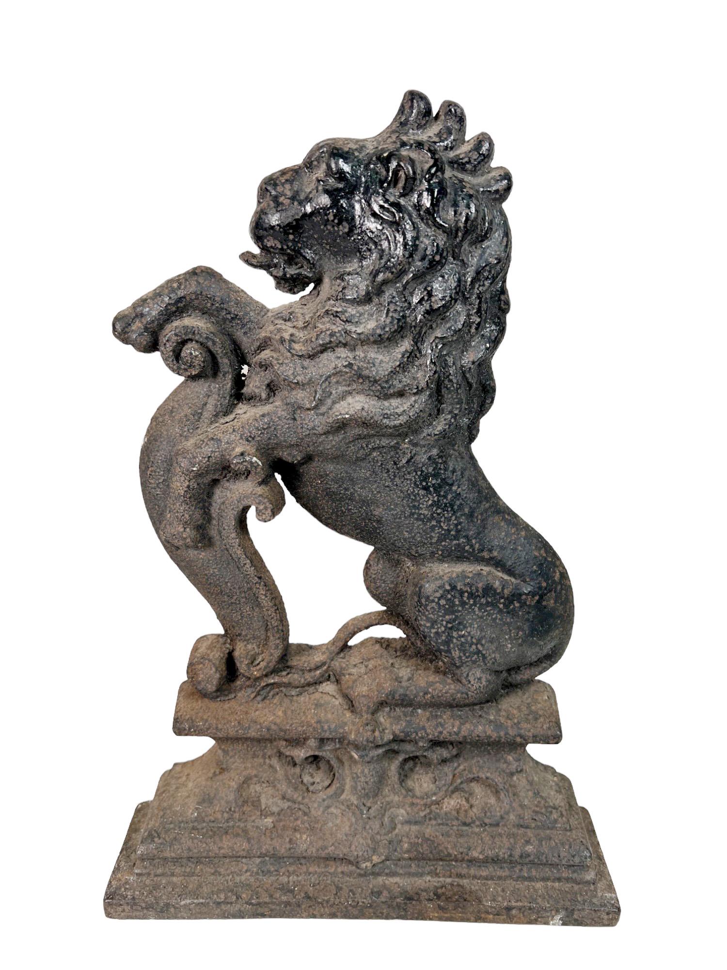 19th CENTURY CAST IRON GARDEN LION (1 of 4)