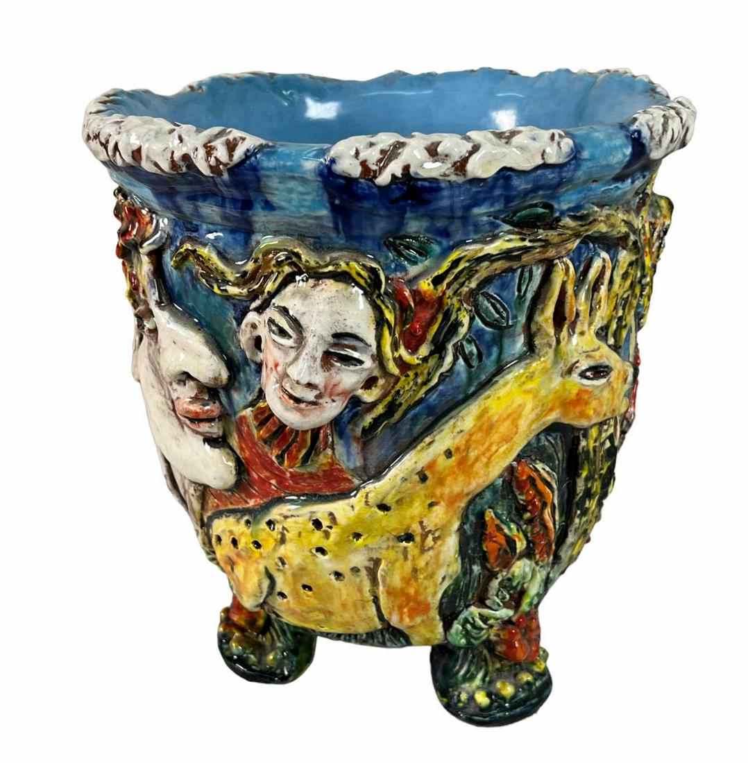 SIGNED HAND PAINTED CERAMIC PLANTER (1 of 3)