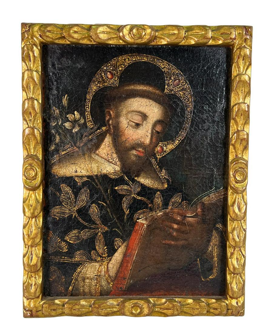 CIRCA 1700 CUSCO SCHOOL ARCHANGEL OIL ON PANEL (1 of 3)