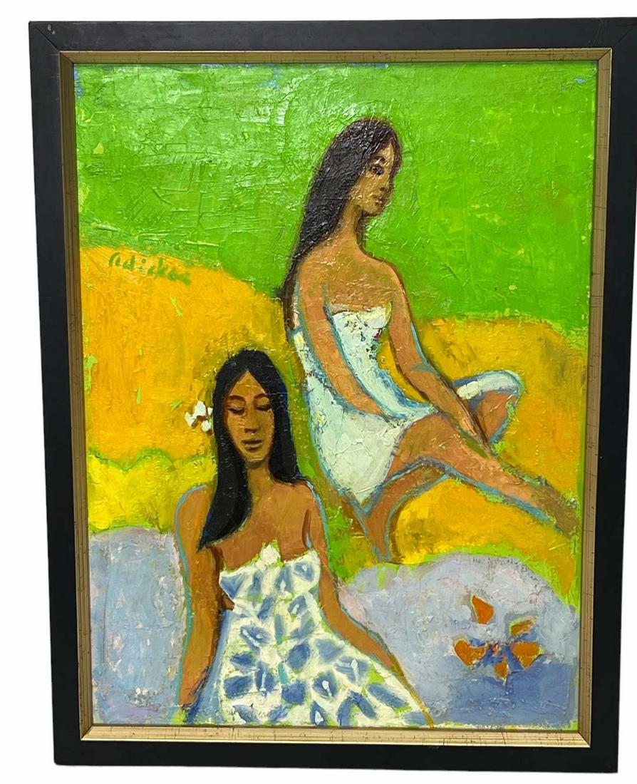 DAVID ADICKES DEUX VAHINI ACRYLIC ON CANVAS (1 of 3)