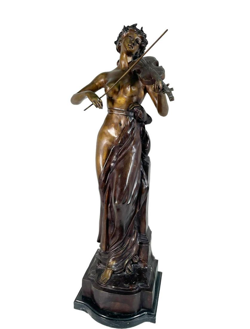 WOMAN PLAYING VIOLIN BRONZE SCULPTURE (1 of 5)