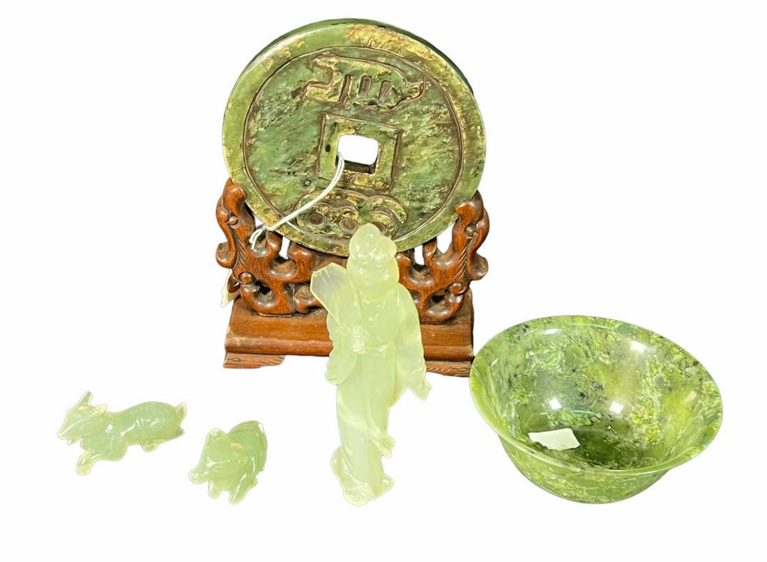 LOT OF 5 ANTIQUE OF JADE AND MARBLE PIECES (1 of 5)