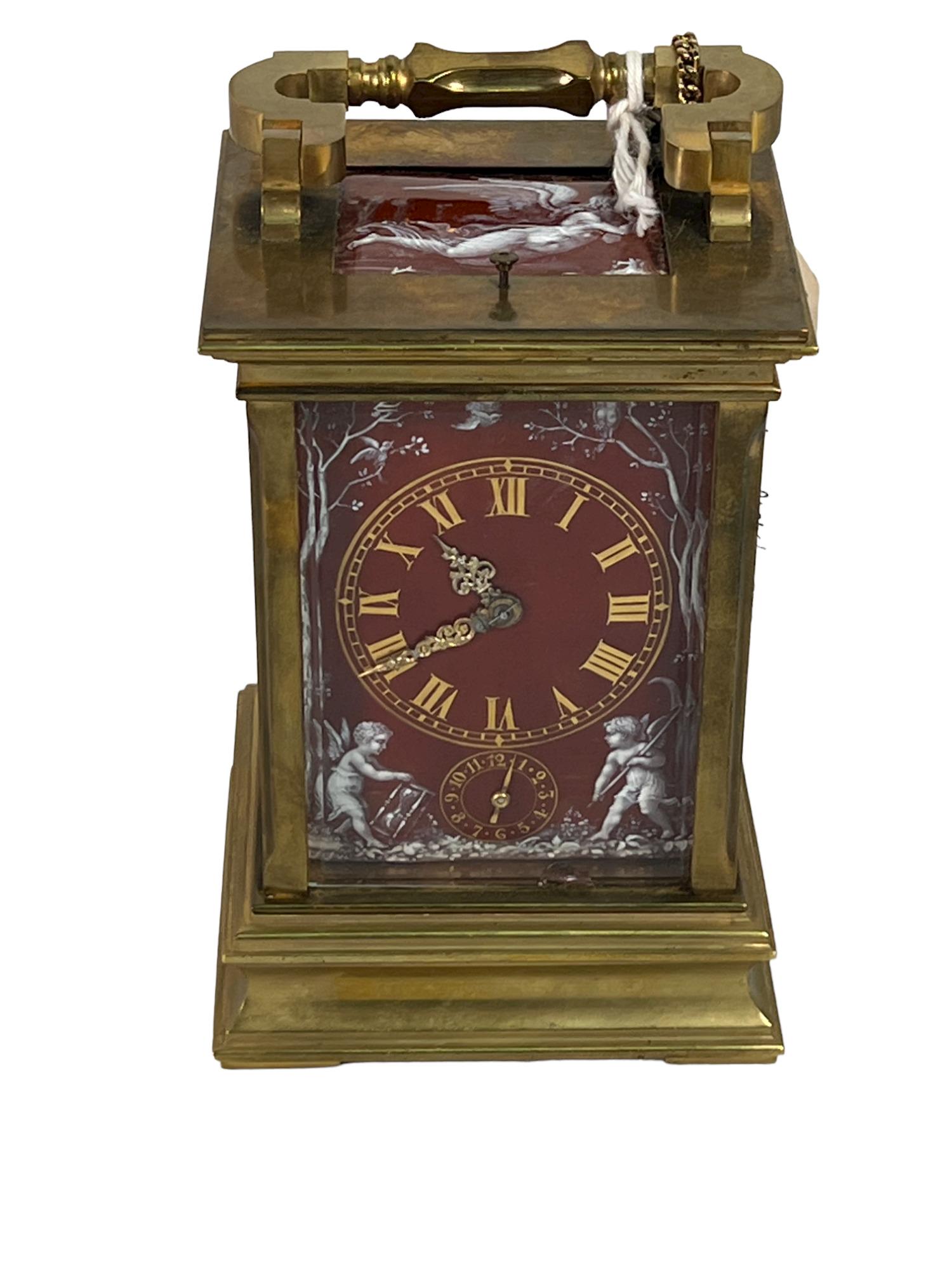 19th CENTURY FRENCH REVERSE GLASS CARRIAGE CLOCK (1 of 5)