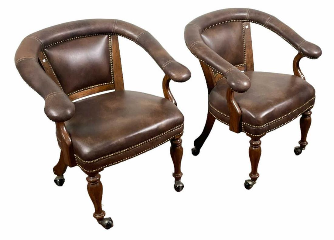 PAIR OF LEATHER GAME CHAIRS (1 of 4)