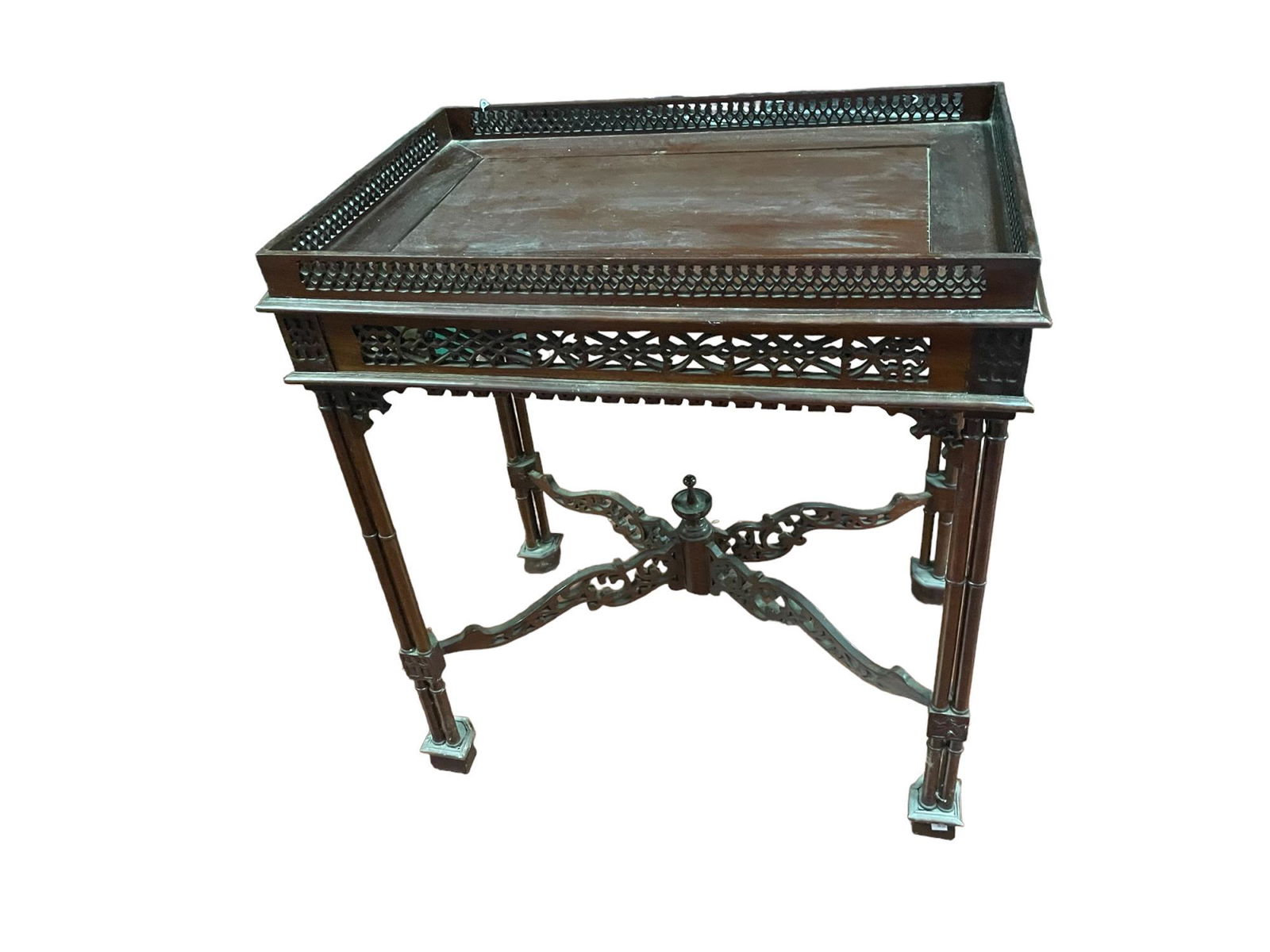 VINTAGE TEA TABLE WITH GALLERY (1 of 3)