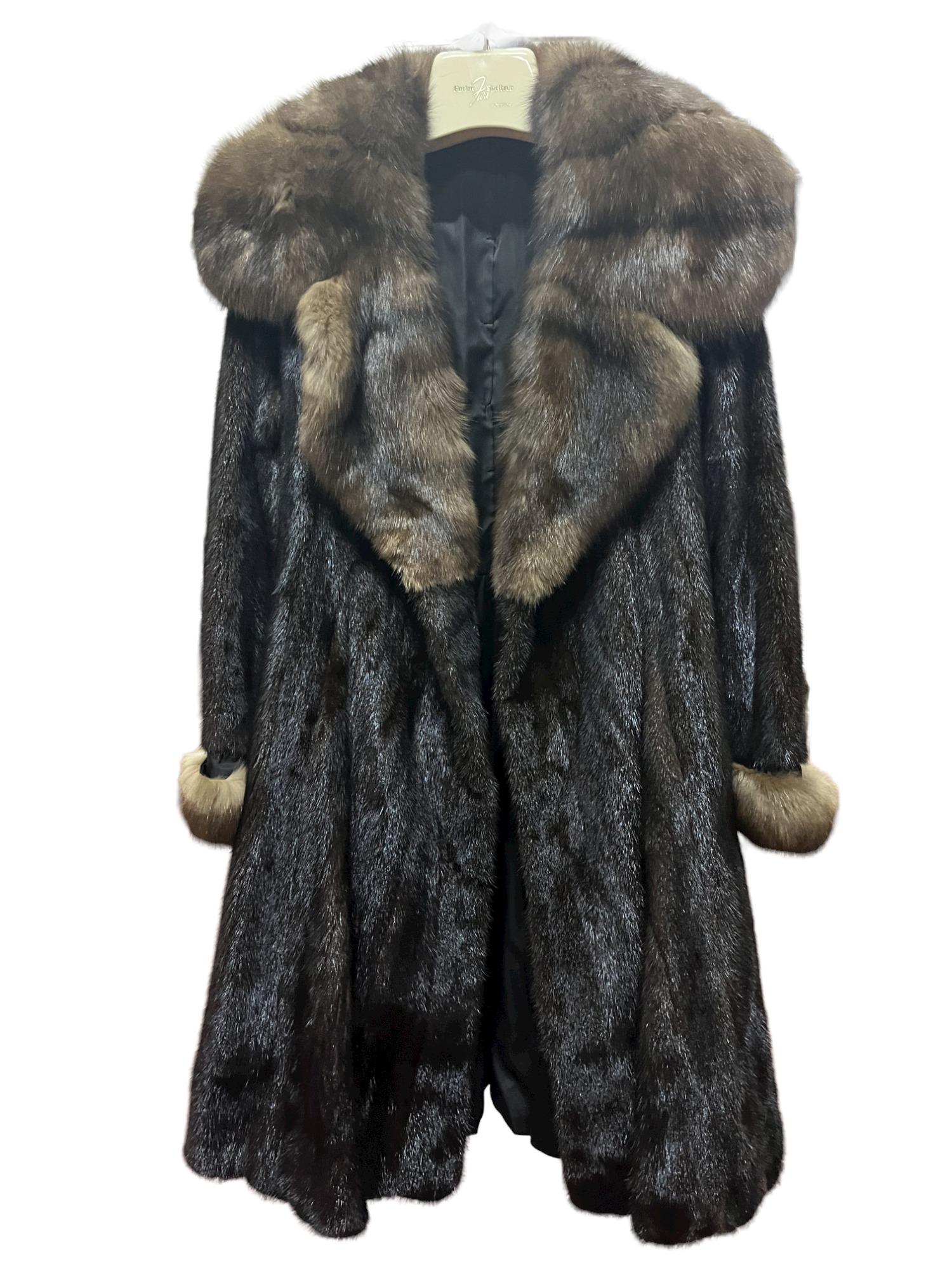 NATURAL RANCH MINK 3/4 COAT WITH BOLSTER COLLAR (1 of 3)
