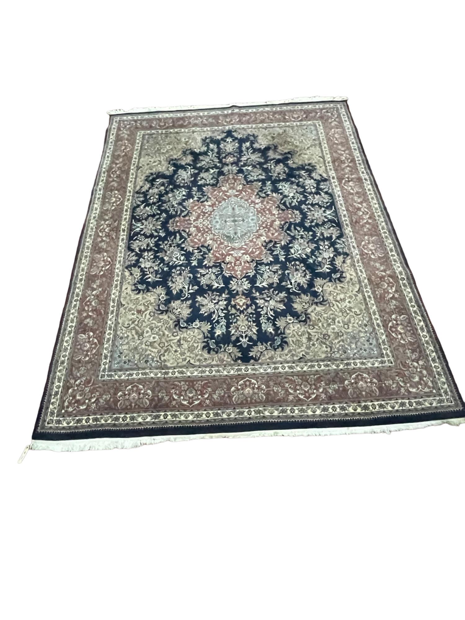 LARGE PERSIAN HAND KNOTTED BLUE RUG (1 of 6)