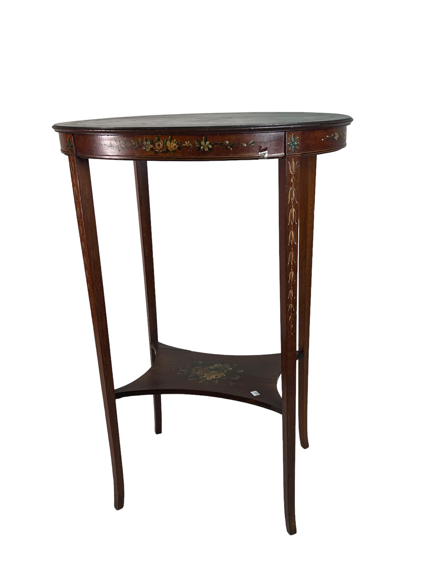 19TH CENTURY VICTORIAN PAINTED OVAL SIDE TABLE (1 of 5)