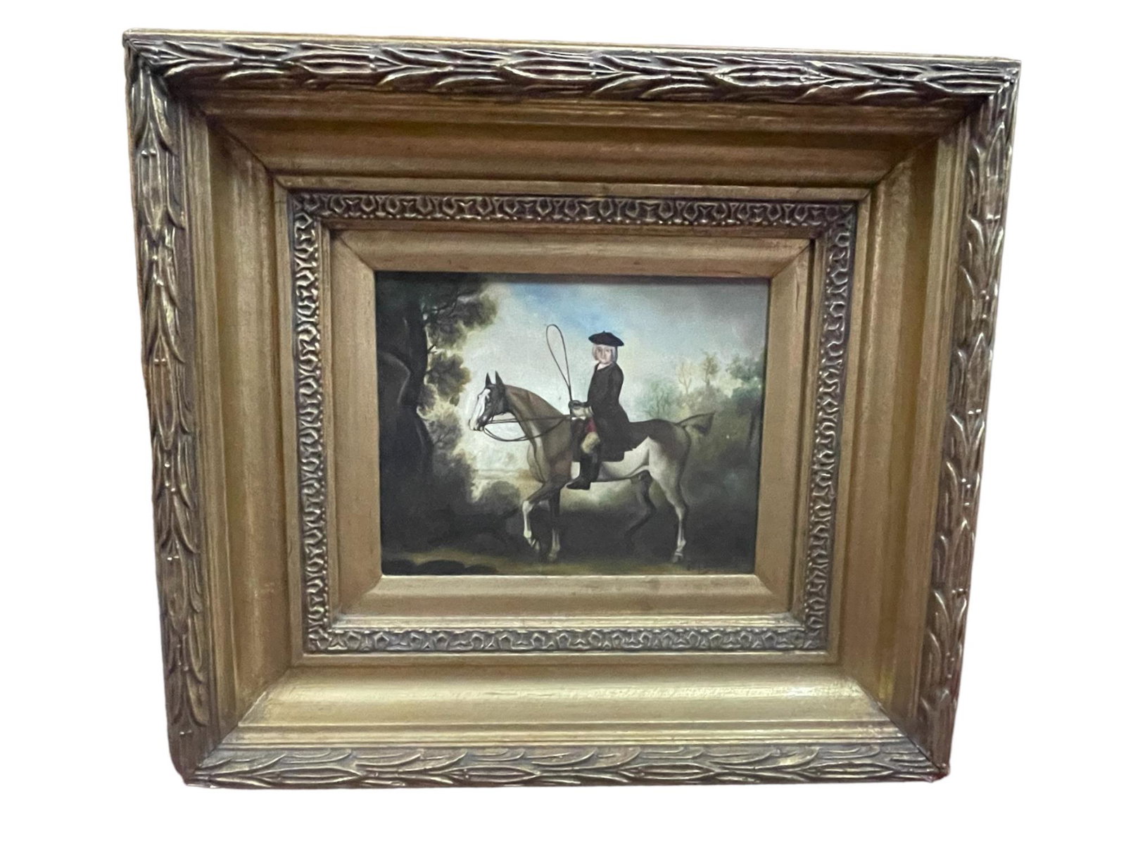 PORTRAIT EQUESTRE DE THOMAS GAGE REPRO: PORTRAIT EQUESTRE DE THOMAS GAGE REPRO OIL ON BOARD Height: 18 in. by Width: 20