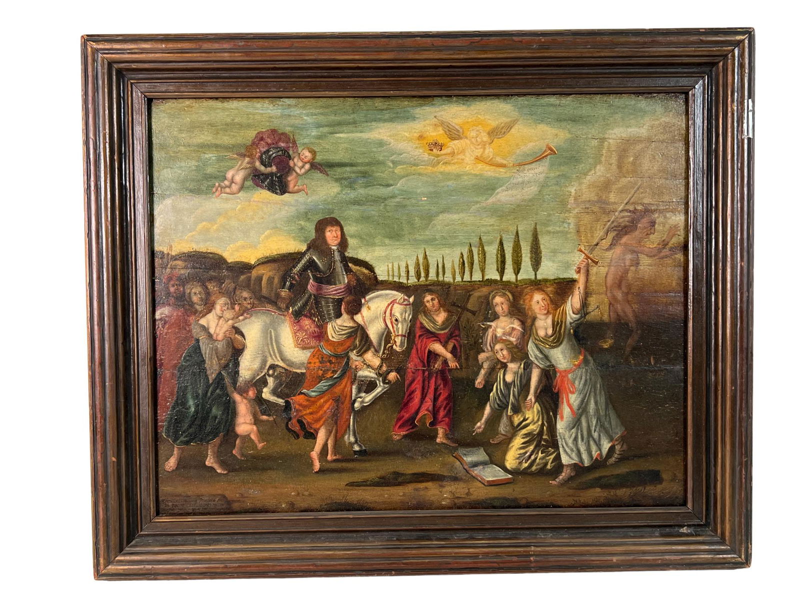 16TH C.  OIL ON PANEL LOUIS 14TH IN CRADLED FRAME (1 of 9)