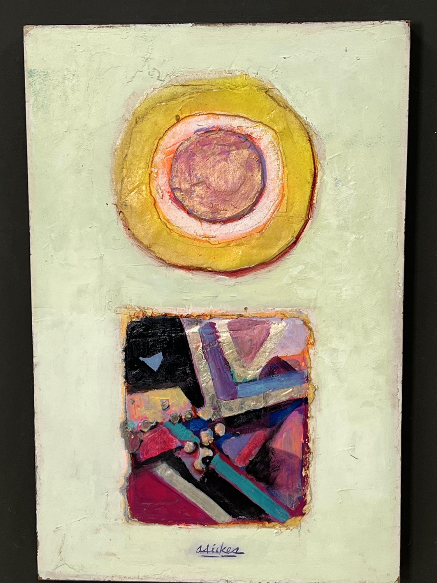 DAVID ADICKES MIXED MEDIA PAINTING TITLED "SUN" (1 of 3)