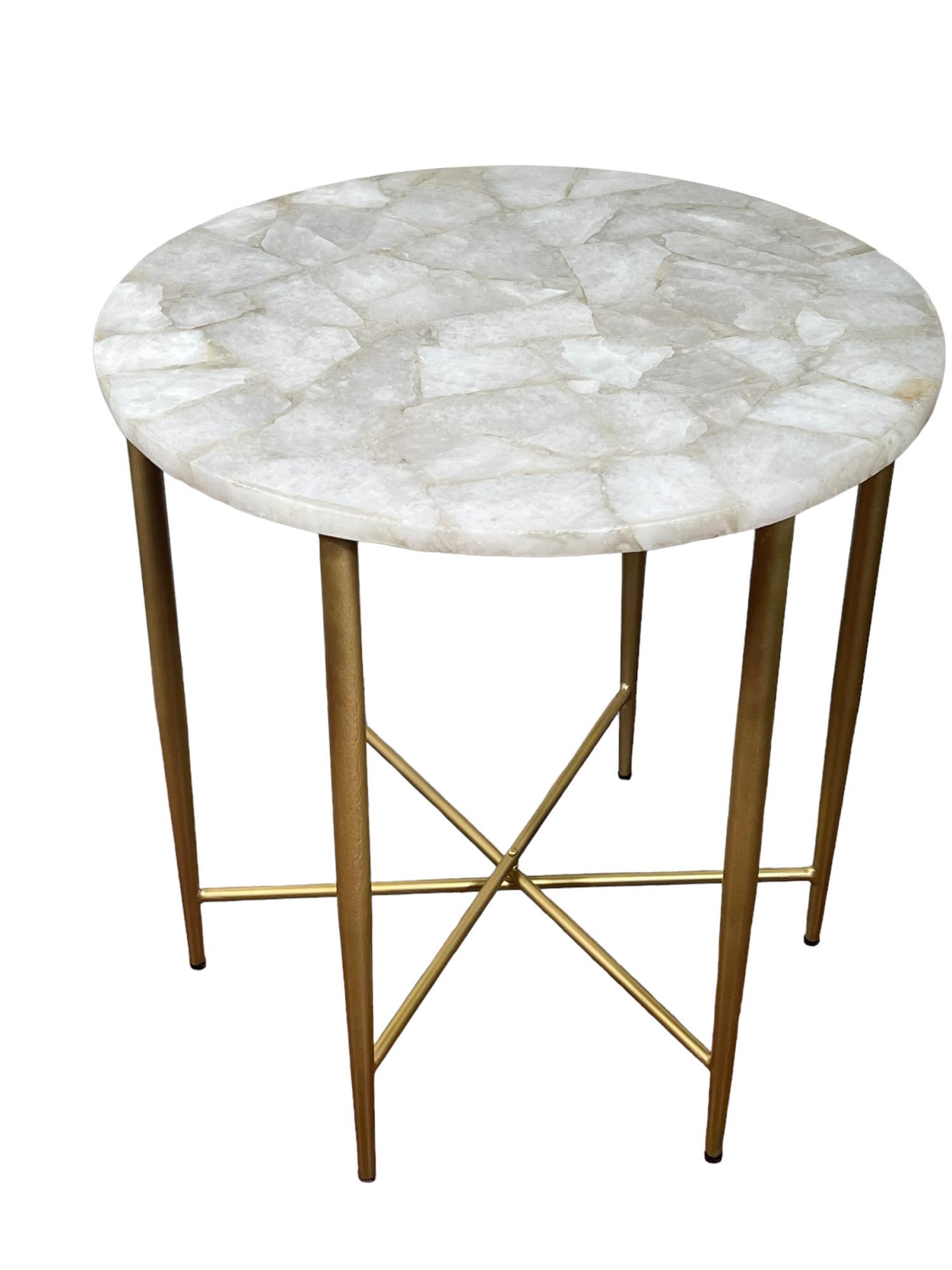 BRASS BASE WITH MARBLE TOP OCCASIONAL TABLE (1 of 3)