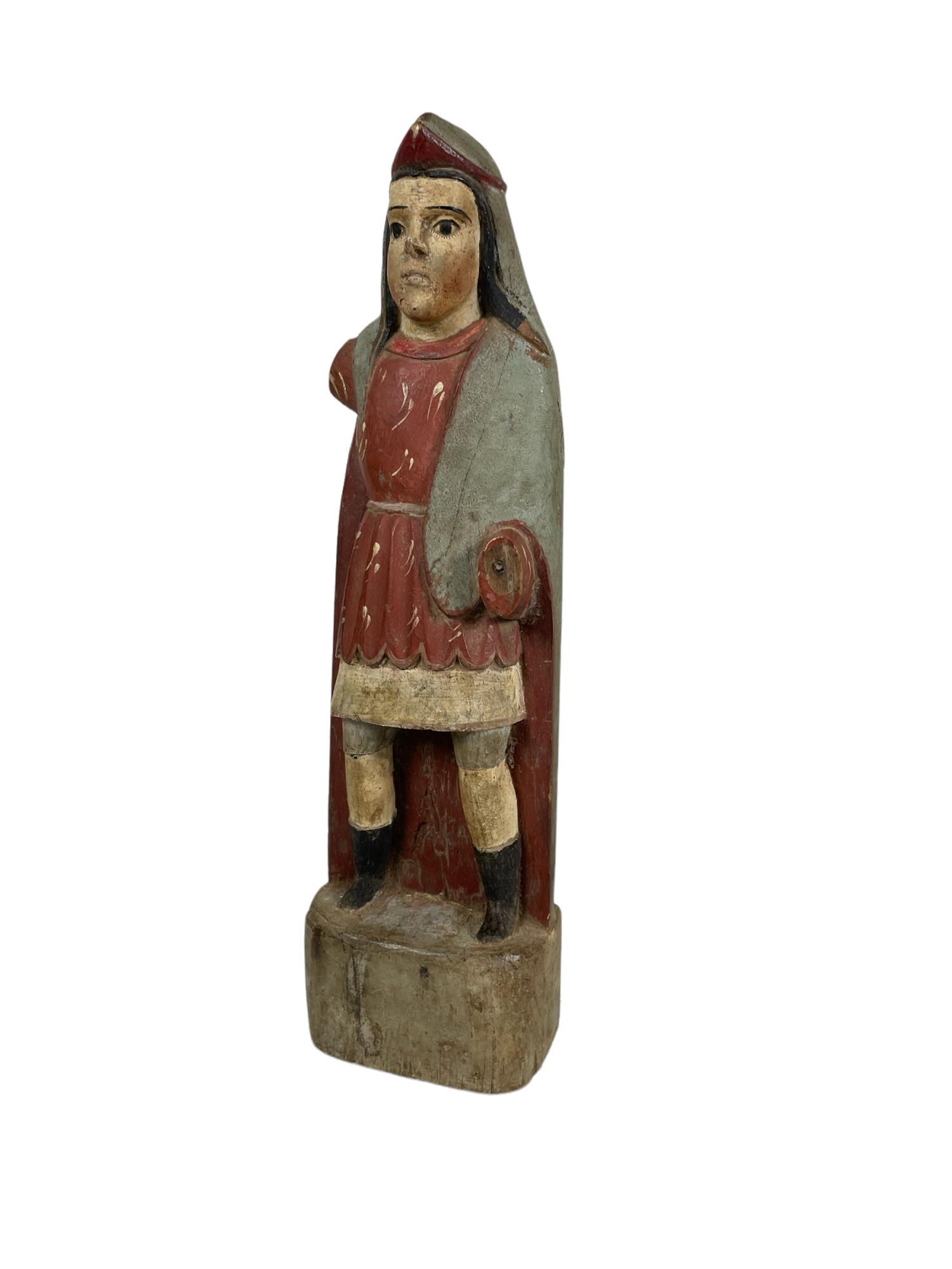 ANTIQUE WOOD CARVED STATUE SANTO (1 of 4)