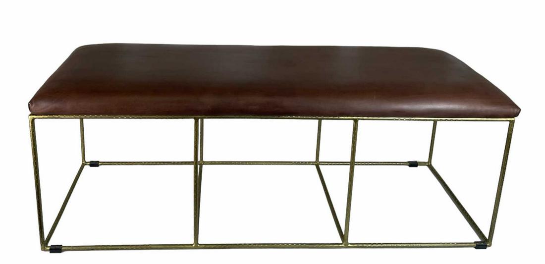 LEATHER UPHOLSTERED BENCH WITH GOLD  METAL FRAME (1 of 3)
