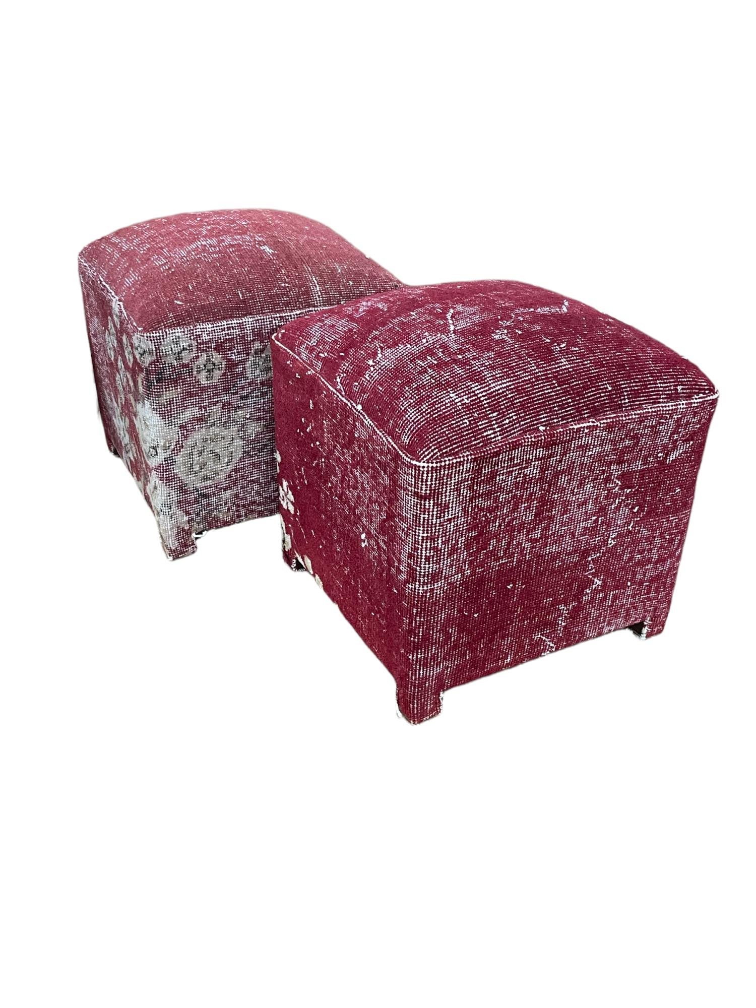 PAIR OF TURKISH CARPET STOOLS (1 of 3)