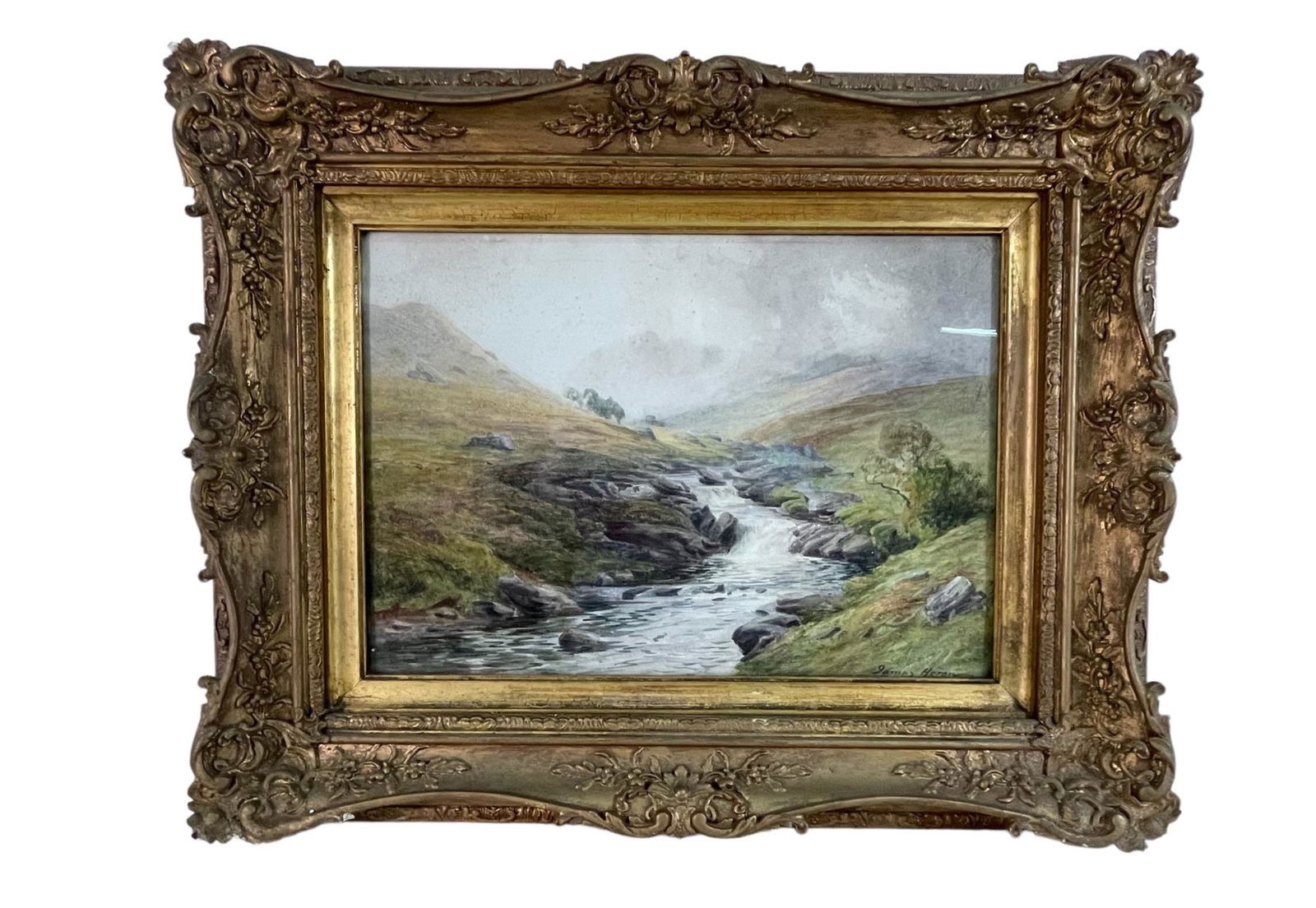 19th C. JAMES HERON LANDSCAPE WATERCOLOR ON PAPER (1 of 4)