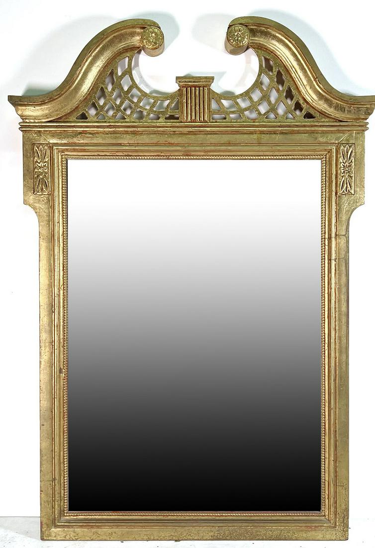 CARVED & GILT FRAMED BEVELED GLASS MIRROR (1 of 4)