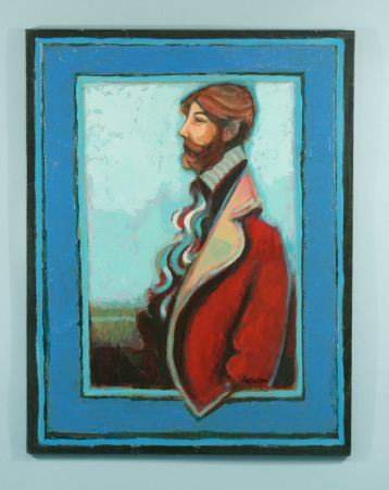 DAVID ADICKES "PHILOSA IN RED COAT" MIXED MEDIA: DAVID ADICKES (AMERICAN 1927-) "PHILOSA IN RED COAT" MIXED MEDIA. Height: 39 in. by Width: 30 in.