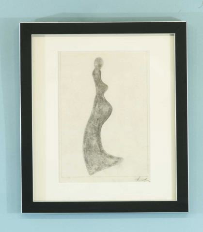 JEAN ARP "ABSTRACT DRAWING" PENCIL/CHARCOAL: ATTRIBUTED TO JEAN ARP (1887-1966) "ABSTRACT DRAWING" PENCIL/CHARCOAL. FRAMED AND MATTED. Height: 15 1/2 and 10 1/2 in. by Width: 13 1/2 and 7 1/2 in.