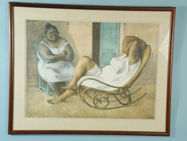 FRANCISCO ZUNIGA "LA MECEDORA" #31/135, 1982: FRANCISCO ZUNIGA "LA MECEDORA (THE ROCKING CHAIR)" COLOR LITHGRAPH, EDITION NUMBER 31/135, 1982. Height: 24 in. by Width: 31 in.