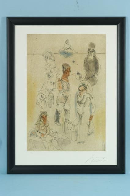 JOSE LUIS CUEVAS "1981-SUITE-POLIGRAGA" #58/100: JOSE LUIS CUEVAS "1981 SUITE-POLIGRAGA" COLOR ETCHING, EDITION NUMBER 58/100. Height: 33 and 24 1/2 in. by Width: 25 1/4 and 17 in.