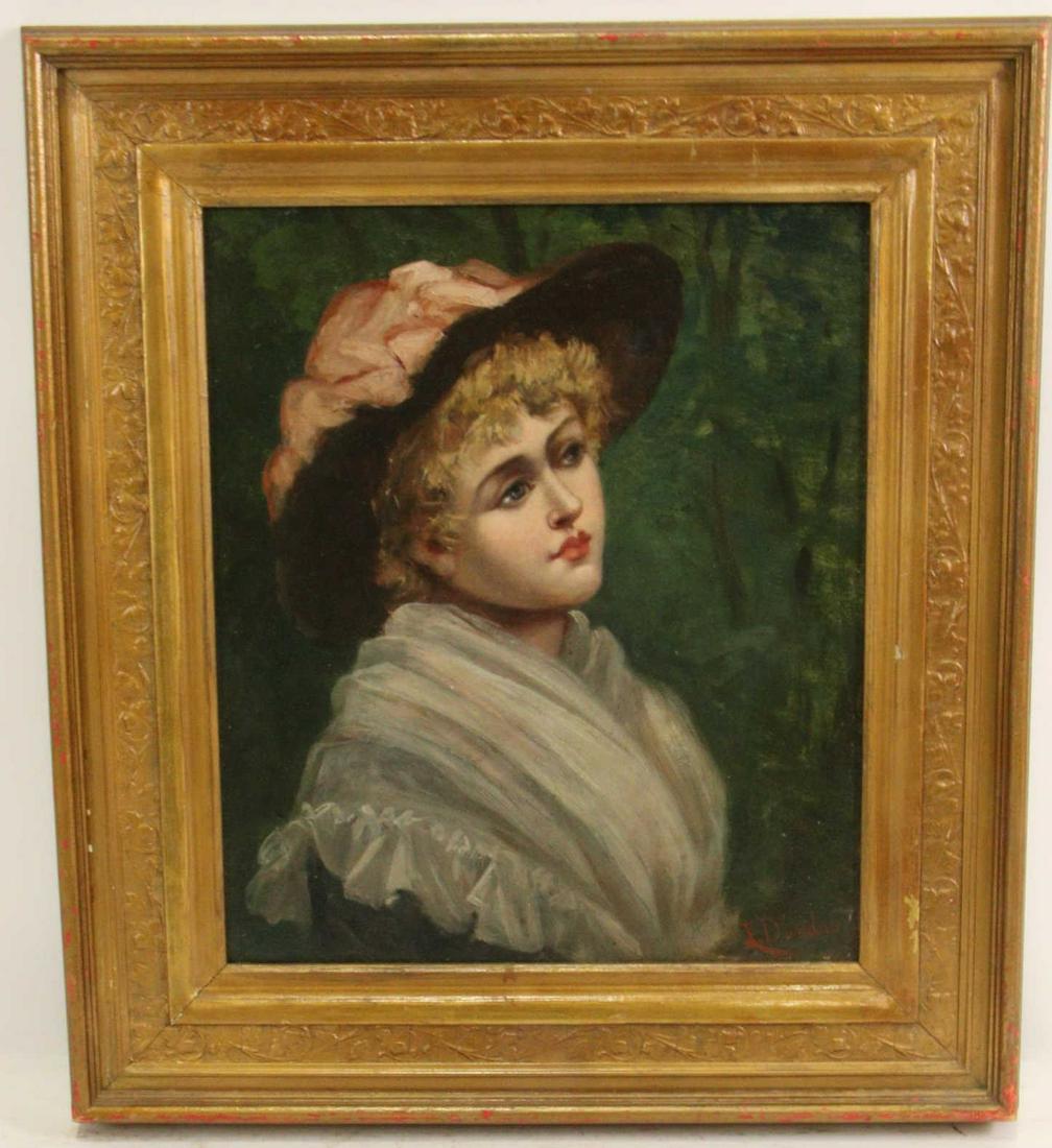 L. DUNDAS BRITISH SCHOOL STUDY PAINTING OF A LADY: L. DUNDAS BRITISH SCHOOL STUDY PAINTING OF A LADY Height: 20 in. by Width: 18 in.