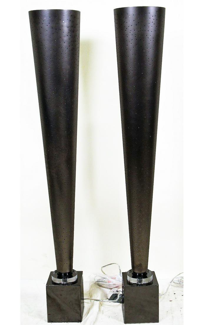 PAIR OF CELESTE SILVERED METAL TORCHIERES (1 of 8)