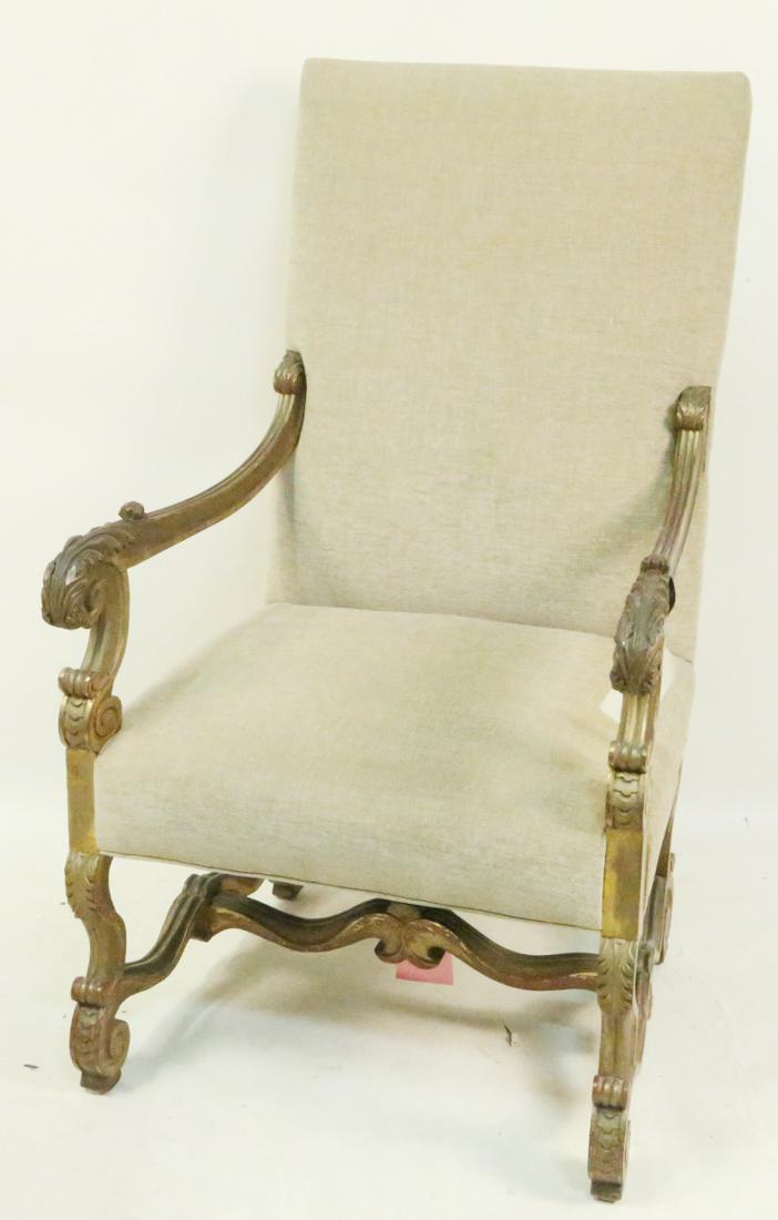 19th CENTURY FRENCH LOUIS XIV ARMCHAIR: 19th CENTURY FRENCH LOUIS XIV ARMCHAIR