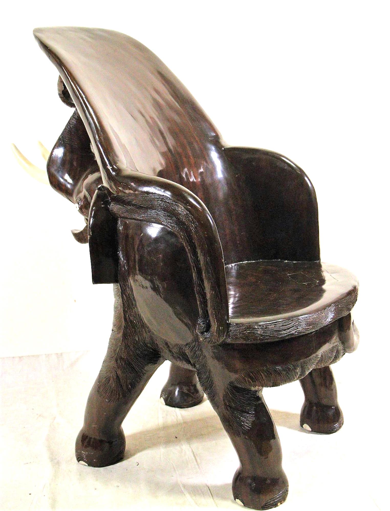 HAND CARVED ELEPHANT CHAIR (1 of 9)