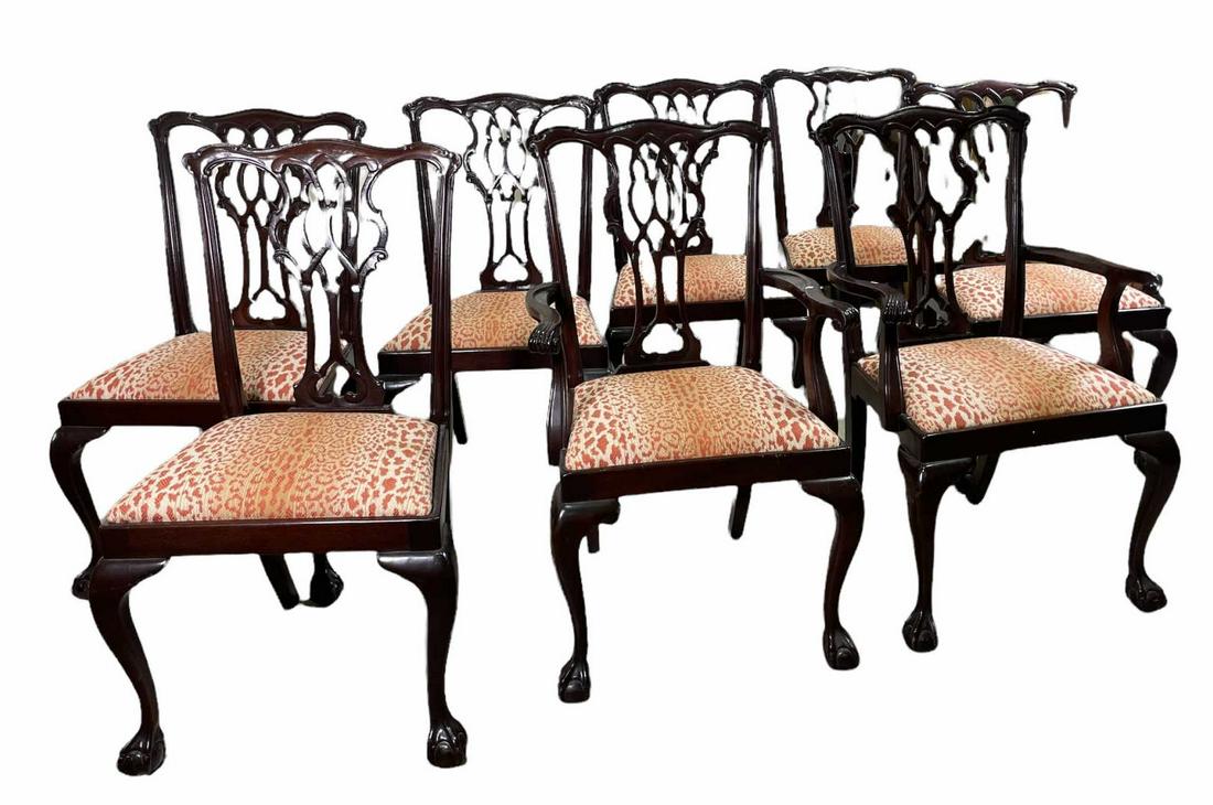 SET OF EIGHT CHIPPENDALE DINING CHAIRS. (1 of 4)