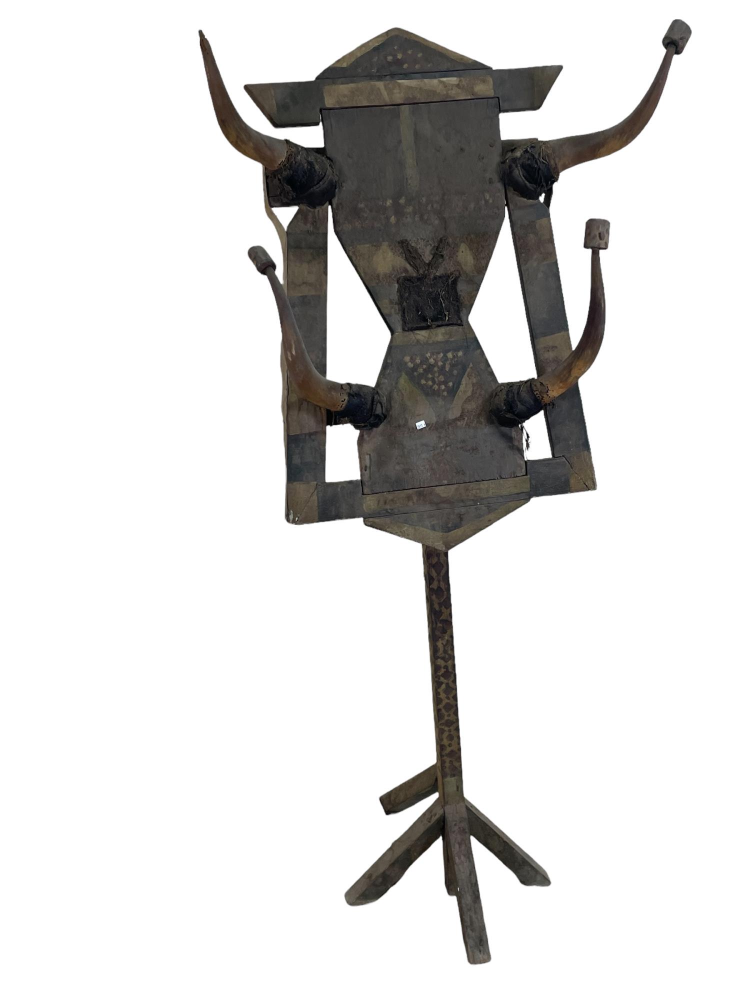 WOODEN HORN COAT RACK: WOODEN HORN COAT RACK. Height: 67 in. by Width: 29 in. by Depth: 18 in.