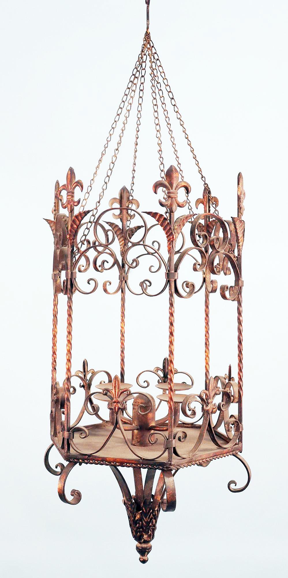 WROUGHT IRON GOTHIC STYLE LANTERN CHANDELIER (1 of 4)