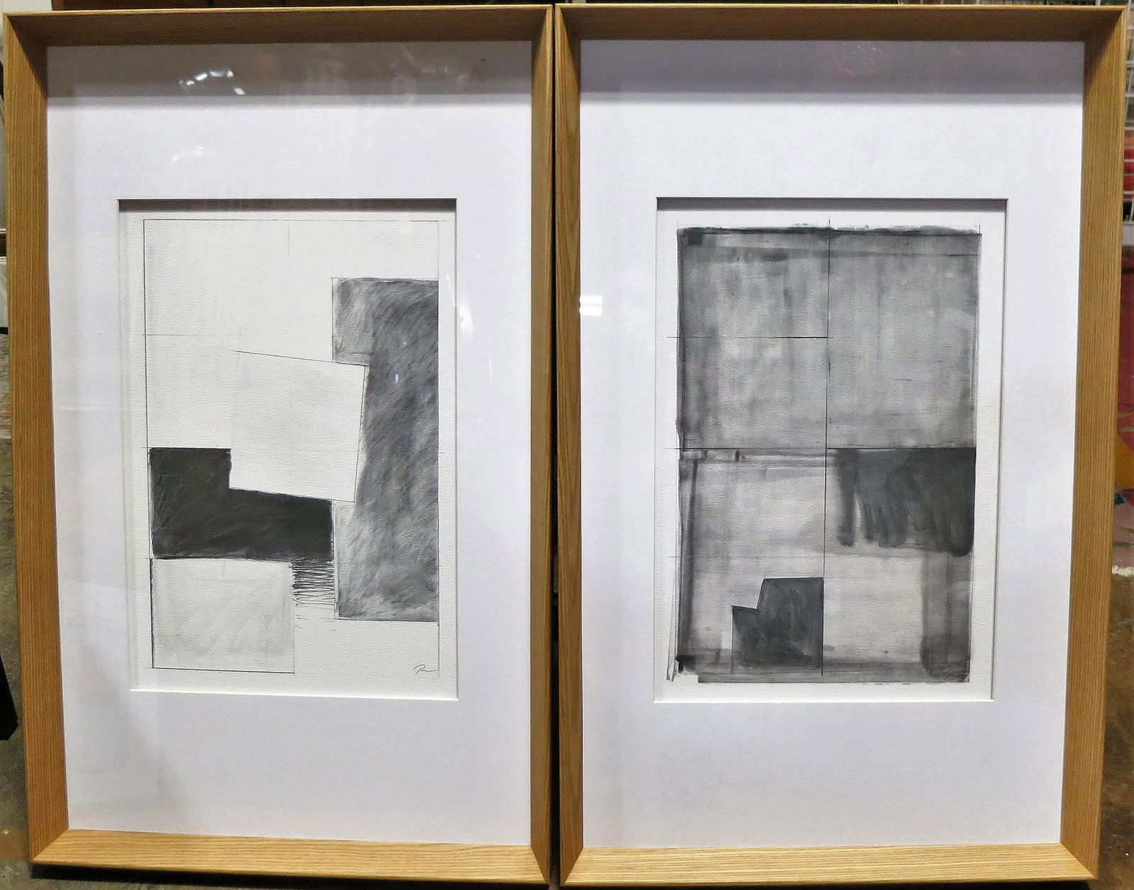 PAIR OF FRAMED ABSTRACT LITHOGRAPH ARTWORKS (1 of 10)