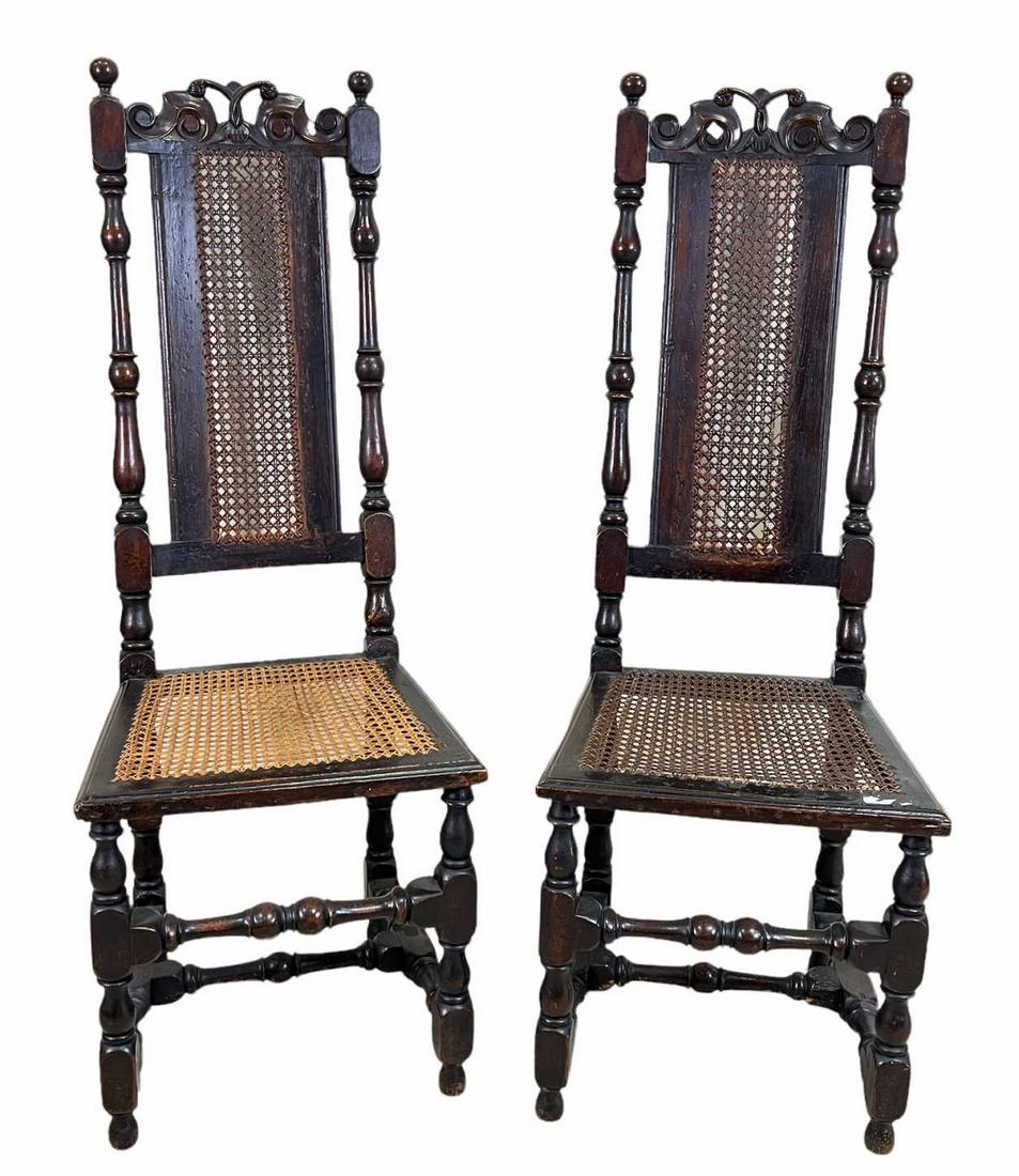 PAIR OF 16th CENTURY ENGLISH JACOBEAN SIDE CHAIRS (1 of 6)