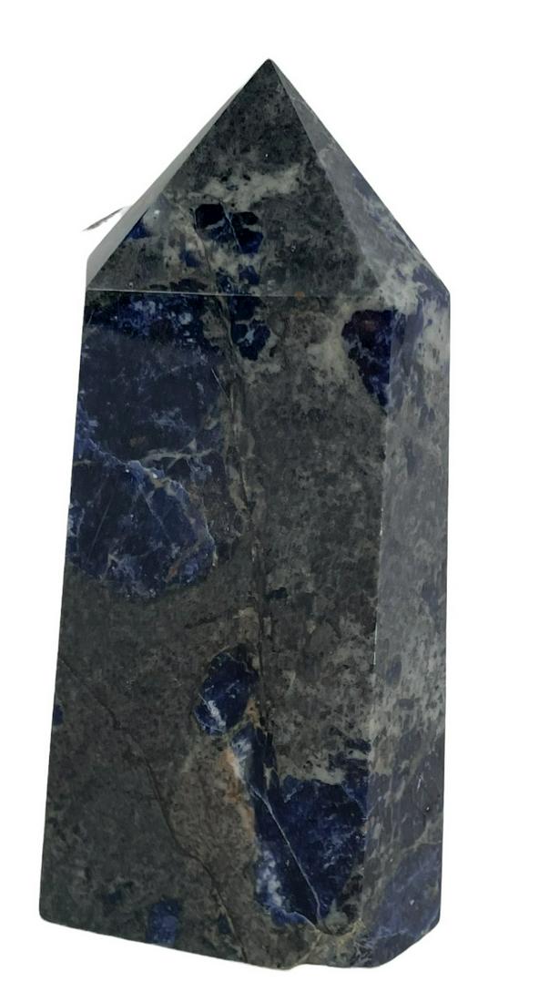 SODALITE OBELISK: SODALITE OBELISK - (P94) - 1 LB 9 OZ Height: 5 in. by Width: 3 in. by Depth: 1
