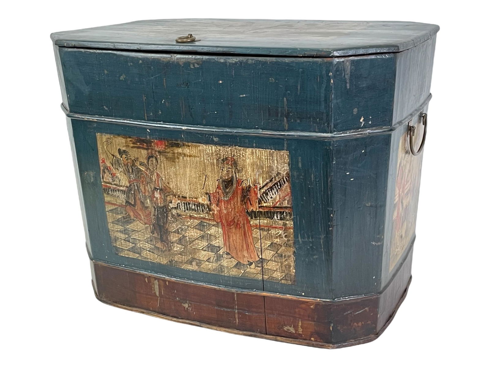 ANTIQUE CHINESE PAINTED LIDDED BOX (1 of 3)