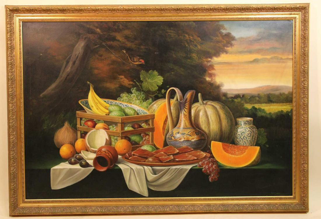 LARGE ANTIQUE STILL LIFE PAINTING (1 of 5)