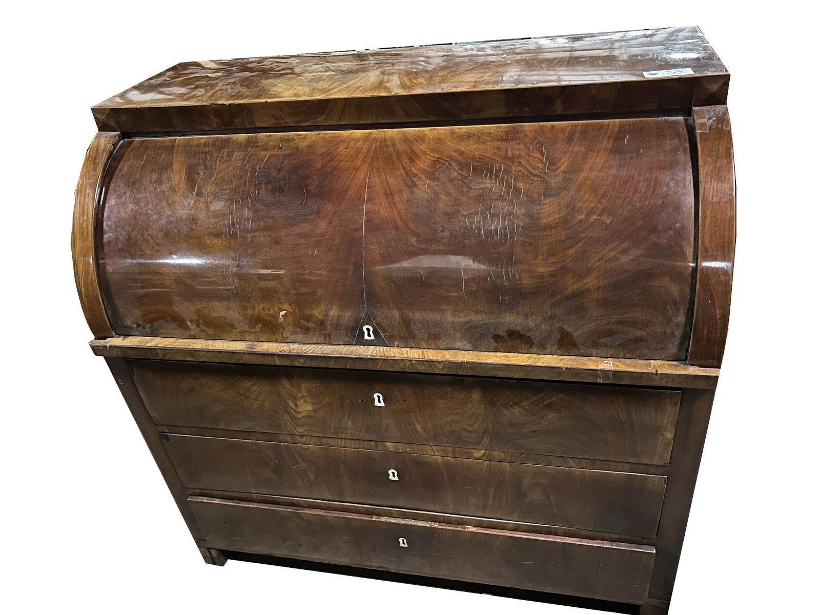 CIRCA 1830's BIEDERMEIER CYLINDER ROLL DESK (1 of 3)