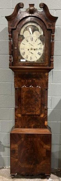 ANTIQUE TALL CASE GRANDFATHER CLOCK (1 of 3)