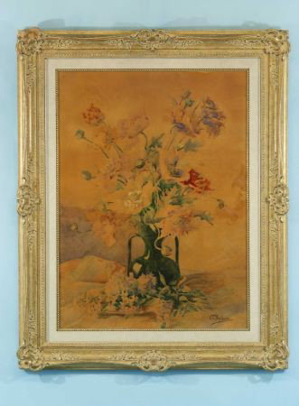 C. C. BATOUX "FLORAL STILL LIFE" OIL ON CANVAS
